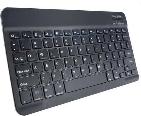 لوحة مفاتيح BoxWave متوافقة مع Tecno Pova Slim - لوحة مفاتيح بلوتوث SlimKeys، رفيعة محمولة مع مفاتيح على شكل Chiclet - أسود داكن in Kuwait