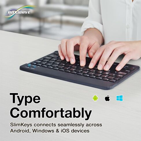 لوحة مفاتيح BoxWave متوافقة مع Tecno Pova Slim - لوحة مفاتيح بلوتوث SlimKeys، رفيعة محمولة مع مفاتيح على شكل Chiclet - أسود داكن in Kuwait