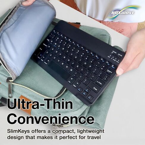 لوحة مفاتيح BoxWave متوافقة مع Tecno Pova Slim - لوحة مفاتيح بلوتوث SlimKeys، رفيعة محمولة مع مفاتيح على شكل Chiclet - أسود داكن in Kuwait