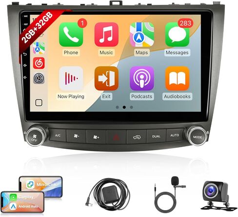 2+32 جيجابايت ترقية راديو السيارة لكزس IS250 IS300 IS350 2006-2012 ستيريو مع Carplay اللاسلكي Android Auto، شاشة لمس 10.1 بوصة لوحدة رأس لكزس مع بلوتوث، واي فاي، FM + CANBUS + كاميرا in Kuwait