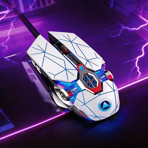 【Water Cooled Light Effect & Low Noise - USB】2026 Upgrade Edition Gaming Laptop Optical Wired Silent Mouse, Mouse Macro,DPI up to 3200,Plug and Play,Ergonomic Design,Switchable and Close Light Effects in Kuwait