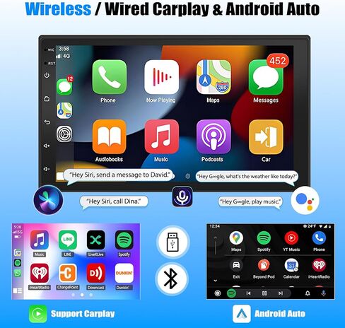 راديو ستيريو للسيارة Android 13 لـ 1998-2008 Ford E150 E250 E350 Super Duty مع CarPlay اللاسلكي وAndroid Auto، شاشة تشغيل تعمل باللمس 7 بوصة للسيارة، بلوتوث/WiFi/GPS/FM/RDS/SWC/كاميرا احتياطية/ميكروفون in Kuwait