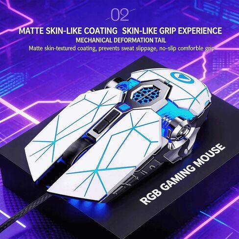 【Water Cooled Light Effect & Low Noise - USB】2026 Upgrade Edition Gaming Laptop Optical Wired Silent Mouse, Mouse Macro,DPI up to 3200,Plug and Play,Ergonomic Design,Switchable and Close Light Effects in Kuwait