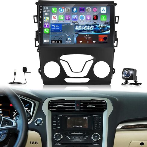 [4G+64G] راديو سيارة Volxcereo لسيارة Ford Fusion 2013-2019، ستيريو بشاشة لمس Android 9 بوصة مع Carplay/Android Auto، ملاحة GPS، واي فاي، بلوتوث 5.0، SWC، FM/RDS، EQ+ كاميرا احتياطية in Kuwait