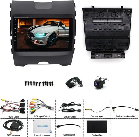 4+64GB Android 13 Car Stereo Radio for Ford Edge 2015-2018, Fits Base & Mid Trim, 9-inch Touchscreen with Wireless CarPlay Android Auto GPS Navigation Bluetooth WiFi FM/RDS, AHD Backup Camera in Kuwait