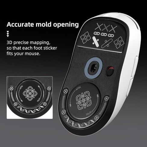 زلاجات فأرة زجاجية لـ Logitech G PRO X Superlight 2c وسادات قدم الماوس ناعمة ومتينة ونحيفة 2.5D ذات حافة منحنية 2.5D ملحقات بديلة لأقدام الفئران (نمط الطباعة) in Kuwait