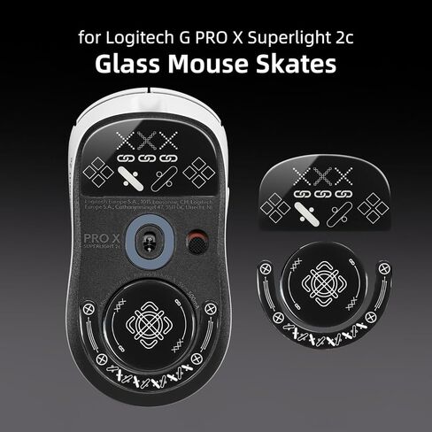 زلاجات فأرة زجاجية لـ Logitech G PRO X Superlight 2c وسادات قدم الماوس ناعمة ومتينة ونحيفة 2.5D ذات حافة منحنية 2.5D ملحقات بديلة لأقدام الفئران (نمط الطباعة) in Kuwait