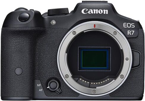 Canon EOS R7 32.5MP APS-C CMOS Sensor Mirrorless Camera with 18-45mm + 75-300mm Lenses + 128GB Extreme Memory, LED Video Light, Wide Angle Lens, Telephoto Lens, Filters- 44pc Pro Bundle (Renewed) in Kuwait