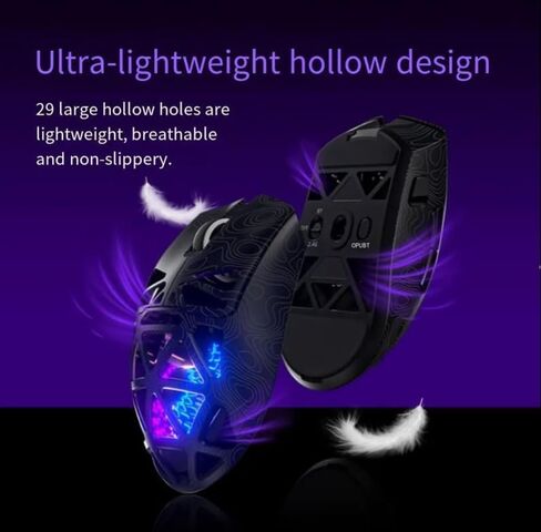 G11 Wireless Gaming Mouse, Bluetooth 5.0/2.4GHz/Wired Tri-Mode, PAW3311 Sensor, Ultra-Lightweight Honeycomb RGB Mouse, 22000 DPI Adjustable, Rechargeable, Ergonomic – Black in Kuwait