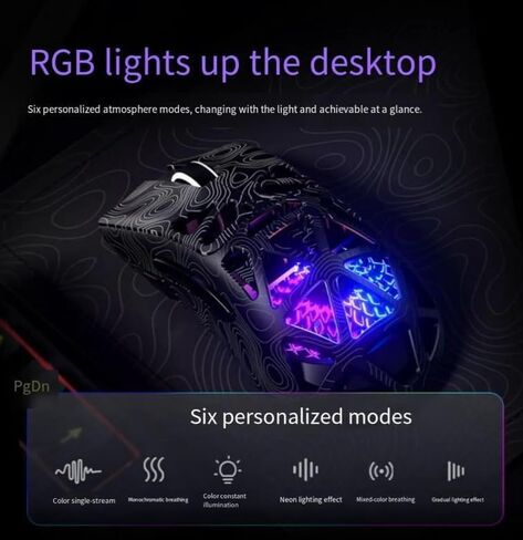 G11 Wireless Gaming Mouse, Bluetooth 5.0/2.4GHz/Wired Tri-Mode, PAW3311 Sensor, Ultra-Lightweight Honeycomb RGB Mouse, 22000 DPI Adjustable, Rechargeable, Ergonomic – Black in Kuwait