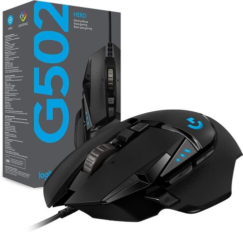 ماوس ألعاب سلكي عالي الأداء من لوجيتك G502 Hero، مستشعر Hero 25K، 25600 نقطة في البوصة، RGB، أوزان قابلة للتعديل، 11 زرًا، ذاكرة داخلية، جهاز كمبيوتر/ماك، حزمة من 4 قطع in Kuwait