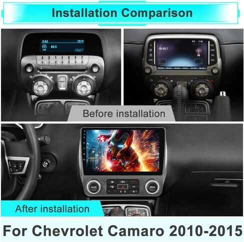 Car Radio for Chevrolet Camaro 2010-2015 Android 15 with 9 inch Touchscreen 2GB+64GB Carplay, Android Auto, Online Navigation, SWC, WiFi, Bluetooth, FM/AM/Radio,DSP in Kuwait