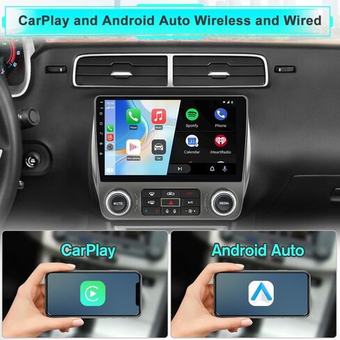Car Radio for Chevrolet Camaro 2010-2015 Android 15 with 9 inch Touchscreen 2GB+64GB Carplay, Android Auto, Online Navigation, SWC, WiFi, Bluetooth, FM/AM/Radio,DSP in Kuwait