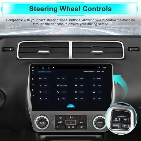 Car Radio for Chevrolet Camaro 2010-2015 Android 15 with 9 inch Touchscreen 2GB+64GB Carplay, Android Auto, Online Navigation, SWC, WiFi, Bluetooth, FM/AM/Radio,DSP in Kuwait