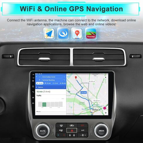 Car Radio for Chevrolet Camaro 2010-2015 Android 15 with 9 inch Touchscreen 2GB+64GB Carplay, Android Auto, Online Navigation, SWC, WiFi, Bluetooth, FM/AM/Radio,DSP in Kuwait