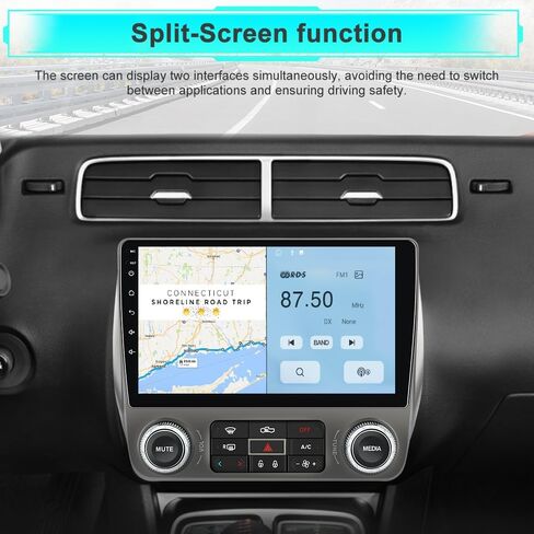 Car Radio for Chevrolet Camaro 2010-2015 Android 15 with 9 inch Touchscreen 2GB+64GB Carplay, Android Auto, Online Navigation, SWC, WiFi, Bluetooth, FM/AM/Radio,DSP in Kuwait