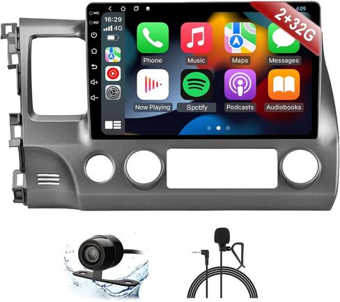 لـ 2007-2011 Honda-Civic-Radio، المدمج في Carplay اللاسلكي وشاشة لمس تلقائية تعمل بنظام Android مع 2G RAM 32G ROM وحدة رأس بلوتوث FM/RDS راديو كاميرا احتياطية ميكروفون in Kuwait