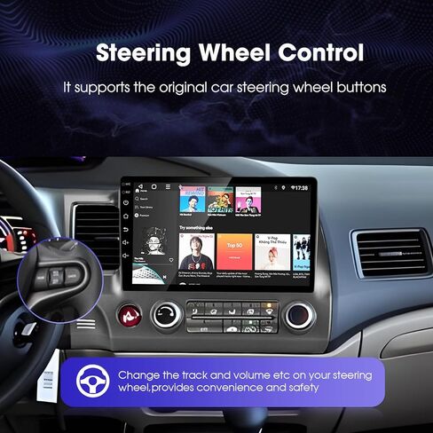 لـ 2007-2011 Honda-Civic-Radio، المدمج في Carplay اللاسلكي وشاشة لمس تلقائية تعمل بنظام Android مع 2G RAM 32G ROM وحدة رأس بلوتوث FM/RDS راديو كاميرا احتياطية ميكروفون in Kuwait