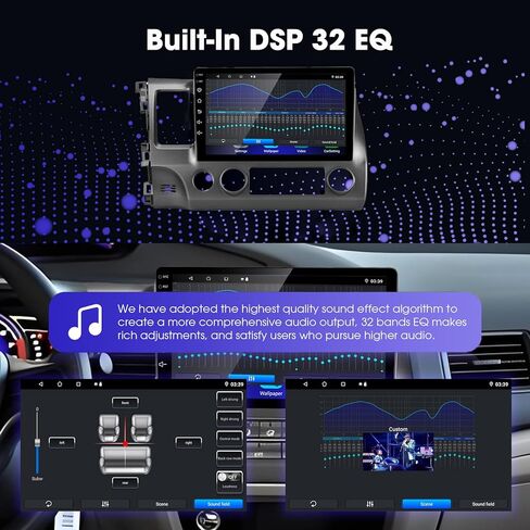 لـ 2007-2011 Honda-Civic-Radio، المدمج في Carplay اللاسلكي وشاشة لمس تلقائية تعمل بنظام Android مع 2G RAM 32G ROM وحدة رأس بلوتوث FM/RDS راديو كاميرا احتياطية ميكروفون in Kuwait
