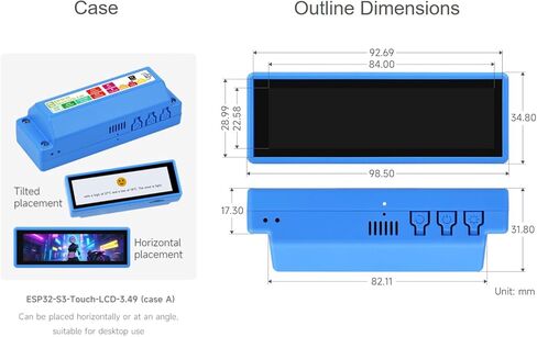 ESP32-S3 3.49inch Touch LCD Dev Board, Onboard 3.49inch QSPI IPS Display 172 × 640, ESP32-S3R8 Dual-core Processor, Support AI Interaction and Offline Voice Control (Without Battery) in Kuwait