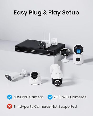 مسجل فيديو شبكة ZOSI 32CH لنظام كاميرا الأمان، 32 قناة مراقبة NVR تعمل مع كاميرات 4K/5MP/4MP/3MP HD ZOSI PoE/WiFi، 2 فتحة HDD، 4 تيرابايت HDD متضمنة، لا يوجد منفذ PoE in Kuwait