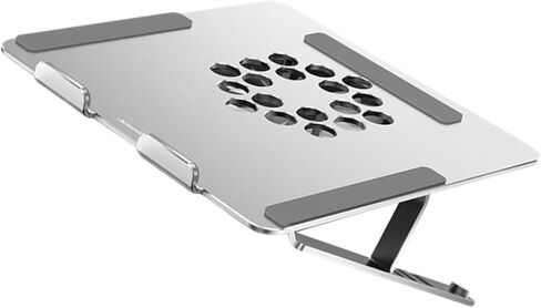 Holibanna Adjustable Height Aluminum Alloy Laptop Cooling Pad with Quiet Fans Under 17.3 Inch Notebooks, Silver Cooling Stand for Home and Office Use in Kuwait