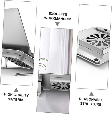 Holibanna Adjustable Height Aluminum Alloy Laptop Cooling Pad with Quiet Fans Under 17.3 Inch Notebooks, Silver Cooling Stand for Home and Office Use in Kuwait
