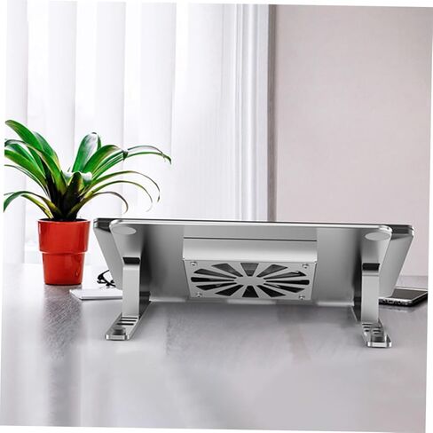 Holibanna Adjustable Height Aluminum Alloy Laptop Cooling Pad with Quiet Fans Under 17.3 Inch Notebooks, Silver Cooling Stand for Home and Office Use in Kuwait