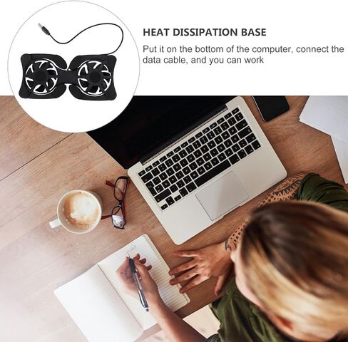 مبرد كمبيوتر محمول قابل للطي من كابيلوك مع حامل تبريد USB، وسادة تبريد مزدوجة للكمبيوتر المحمول للسفر والاستخدام المكتبي، أسود in Kuwait