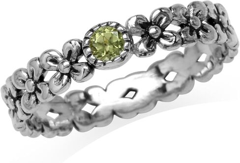 Silvershake 925 Sterling Silver Flower Floral Stack/Stackable Solitaire Eternity Band Ring Jewelry for Teens or Women in Saudi Arabia