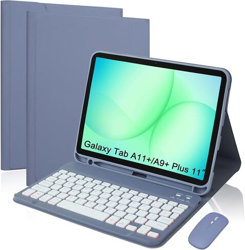 Keyboard Case for Samsung Galaxy Tab A11 Plus 11" 2025 / Tab A9 Plus 11inch 2023 – Detachable 7-Color Backlit Keyboard, Bluetooth Mouse Combo, Protective Stand Cover with Pen Holder (Green) in Kuwait