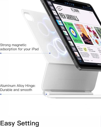 حافظة لوحة المفاتيح المغناطيسية Inateck NeoMagic لجهاز iPad الجيل العاشر 10.9 بوصة/الجيل الحادي عشر 2025 A16 11 بوصة، حامل ناتئ عائم، إضاءة خلفية 7 ألوان، مع لوحة تتبع، لوحة مفاتيح على الطراز السحري، أبيض in Kuwait