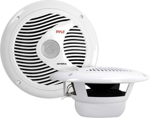 Single DIN MP3 USB SD Bluetooth in-Dash Radio Receiver Bundle Combo with White Marine Stereo Housing + 4X 6.5 Dual Cone Waterproof Audio Speakers = Enrock Flex AM/FM Antenna + 50Ft Speaker Wire in Kuwait