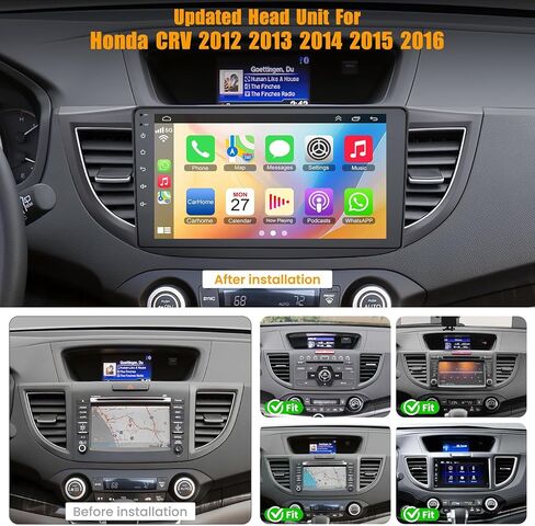 راديو سيارة 8 Core 6GB+128GB لسيارة Honda CRV 2012-2016، ستيريو سيارة بشاشة تعمل باللمس QLED مقاس 10.2 بوصة مع Carplay&Android Auto، WiFi، نظام تحديد المواقع العالمي (GPS)، بلوتوث 5.0، راديو FM&AM in Kuwait