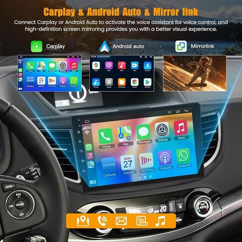 راديو سيارة 8 Core 6GB+128GB لسيارة Honda CRV 2012-2016، ستيريو سيارة بشاشة تعمل باللمس QLED مقاس 10.2 بوصة مع Carplay&Android Auto، WiFi، نظام تحديد المواقع العالمي (GPS)، بلوتوث 5.0، راديو FM&AM in Kuwait