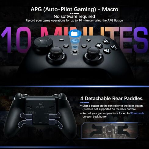GuliKit TT MAX Revision Wireless Controller for Switch 2/1, PC, Android, iOS, SteamOS with 720° Adjustable Tension TMR Joysticks, 4 Back Buttons, Hyperlink 2 Tech for 2.16ms Low Latency, Switch Wakeup - Black in Kuwait