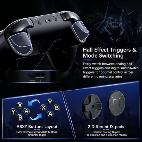 GuliKit TT MAX Revision Wireless Controller for Switch 2/1, PC, Android, iOS, SteamOS with 720° Adjustable Tension TMR Joysticks, 4 Back Buttons, Hyperlink 2 Tech for 2.16ms Low Latency, Switch Wakeup - Black in Kuwait