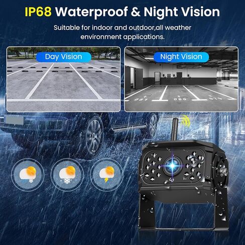 Hodozzy Wireless Backup Camera System Kit, 7 Inch IPS Reversing Monitor with IP68 Waterproof, Quad Split Recording, Night Vision, Manual Zoom,4 Backup Cameras for RV Truck/Trailer/Pickup/Camper in Kuwait