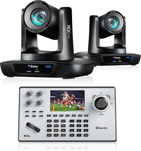 زووم بصري 20X 4K NDI AI Auto Tracking PTZ Bundle UHD20U-4K-AI*2 USB/HDMI/LAN PoE لكاميرا البث المباشر مع عصا التحكم 4D 5 بوصة شاشة LCD NDI في الوقت الحقيقي للمعاينة PTZ وحدة تحكم الكاميرا in Kuwait