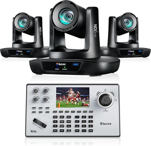 NDI 20X Optical Zoom 4K AI Auto Tracking PTZ Bundle UHD20U-4K-AI*3 USB/HDMI/LAN PoE for Live Streaming Camera with 4D Joystick 5" LCD Screen NDI Real-time Preview PTZ Camera Controller in Kuwait