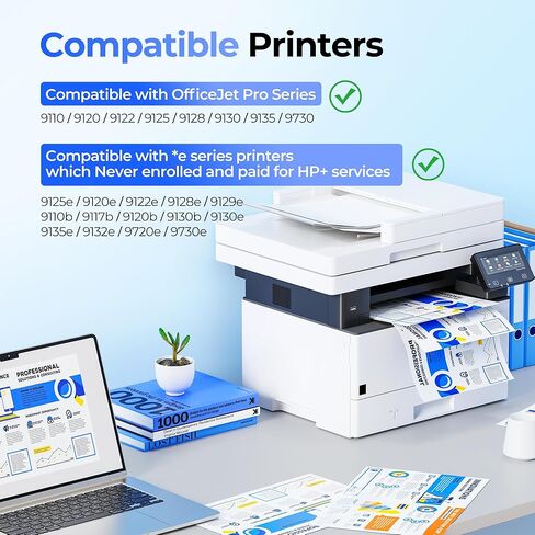 خراطيش حبر 936XL متوافقة مع 4 عبوات - لطابعات HP OfficeJet Pro 9125e، 9120e، 9135e، 9730e، 9130e، 9720e، 9122e (أسود، سماوي، أرجواني، أصفر) in Kuwait