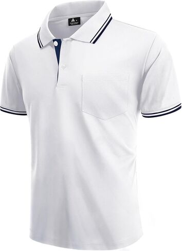 Polo Shirts for Men Short Sleeve Golf Polo with Pockets Moisture Wicking Tennis Shirt Summer Polo T-Shirts in Saudi Arabia