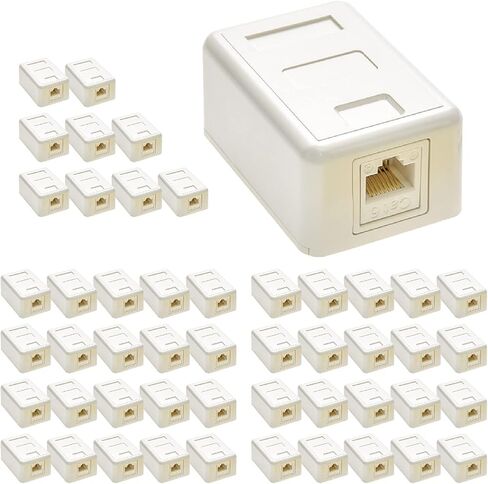 1 منفذ Cat.6 Keystone Jack Surface Mount Box مع RJ45 Keystone Jack أبيض (50 حزمة) in Kuwait