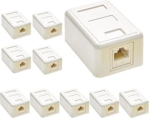 1 Port Cat.6 Keystone Jack Surface Mount Box with RJ45 Keystone Jack White (50-Pack) in Saudi Arabia