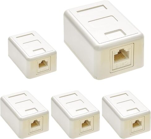 1 Port Cat.6 Keystone Jack Surface Mount Box with RJ45 Keystone Jack White (50-Pack) in Saudi Arabia