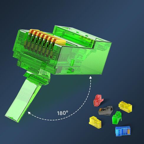 100 حزمة من موصل RJ45 Cat6، ألوان متنوعة و100 حزمة من أحذية تخفيف الضغط Rj45 in Kuwait