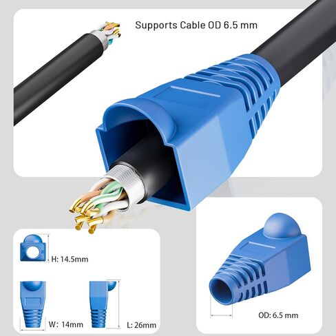 100 حزمة من موصل RJ45 Cat6، ألوان متنوعة و100 حزمة من أحذية تخفيف الضغط Rj45 in Kuwait