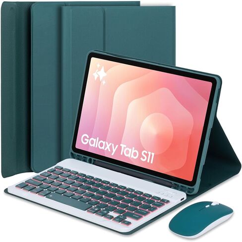 Keyboard Case for Samsung Galaxy Tab S11 5G 11 Inch 2025 Model (SM-X730/X736B), 7-Color Backlit Magnetic Detachable Wireless Bluetooth Keyboard, Ultra-Thin Cover with Mouse (Blue) in Kuwait