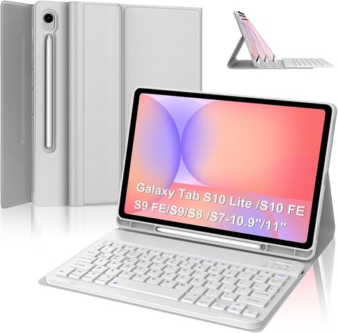 WINCHKING Keyboard Case for Samsung Galaxy Tab S10 Lite/ S10 FE/ S9 FE 5G 10.9 Inch/Tab S9 11 Inch with S Pen Holder,Light Gray in Kuwait
