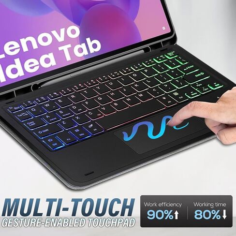 حافظة لوحة مفاتيح لوحة اللمس بإضاءة خلفية Lenovo Idea Tab 11 بوصة 2025/ Tab M11 2024، لوحة مفاتيح لاسلكية بإضاءة خلفية 3 مناطق مع غطاء حامل نحيف لجهاز Lenovo Idea Tab 11 بوصة 2025 TB-336ZU/336FU in Kuwait